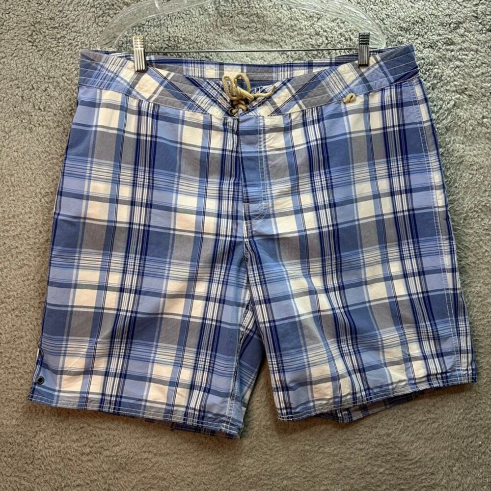 Polo Ralph Lauren Men's Size 40 Blue Plaid Swim Trunks Unlined Front Tie Summer